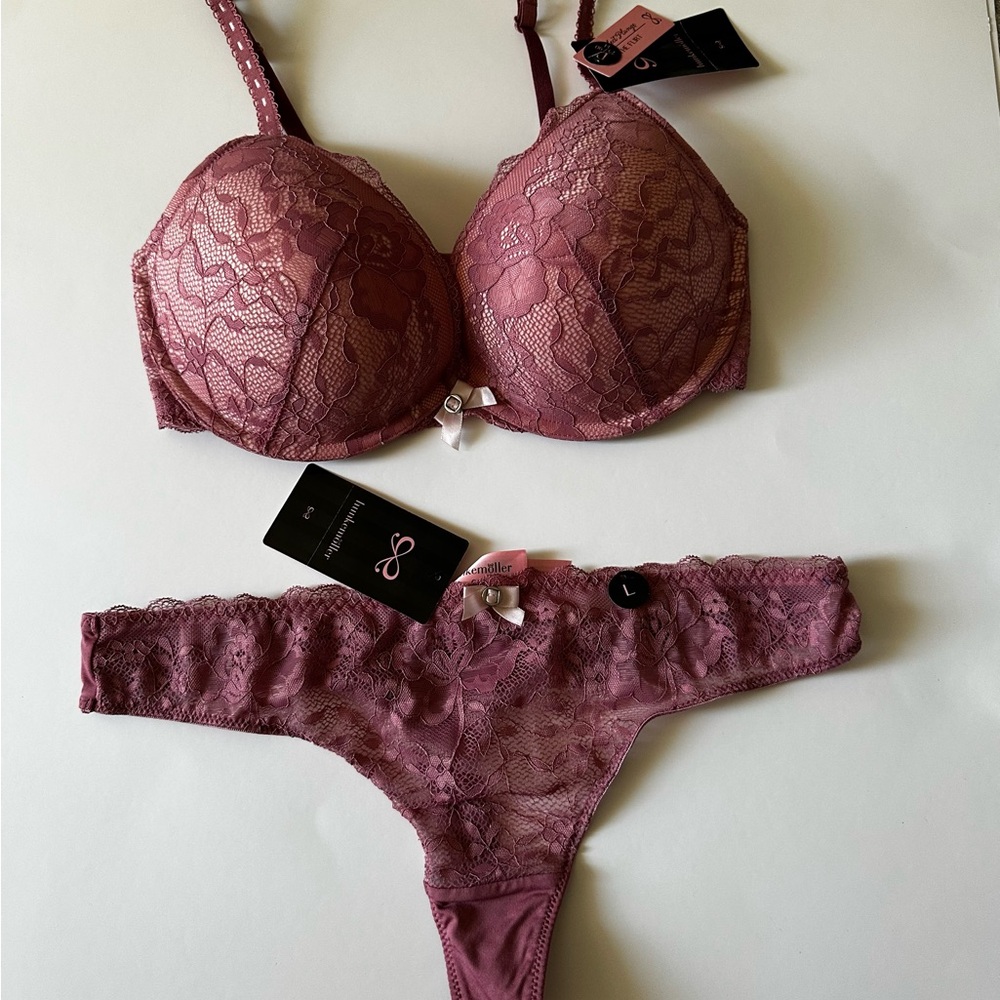 NWT Hunkermoller Lace Bra and Panty Set in Mauve - Picture 6 of 6